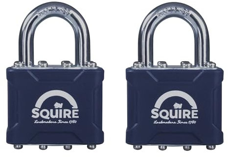 Squire 35T Henry Stronglock Open Shackle Double Locking Keyed Padlock Twin Pack, Blue, One Size