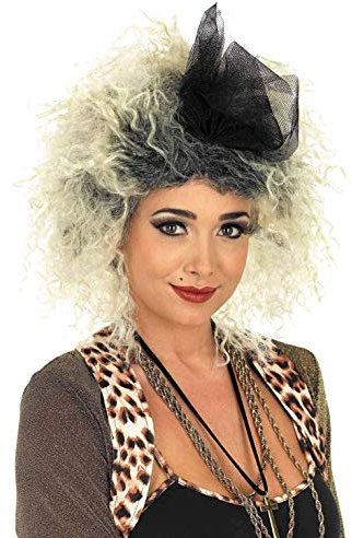 Fun Shack Blonde 80er Jahre Popstar Perücke für Damen, Lockige Fasching Perücke - Einheitsgröße