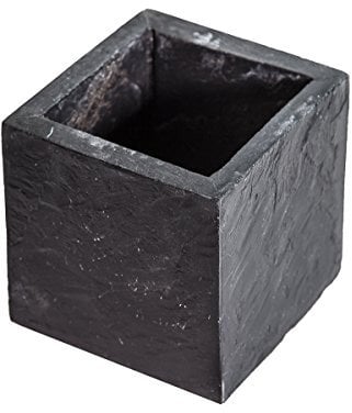 Yuchengstone Pflanzenkübel aus echtem Schiefer Naturstein, in unterschiedlichen Größen erhältlich (BTH ca.18x18x16 cm)