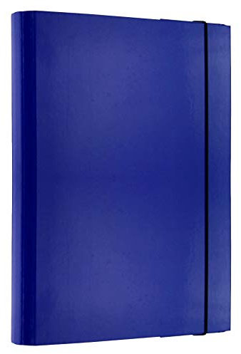 D.RECT 9098 Sammelbox, DIN A4, mit Gummizug, Dokumenten-Box, Heft-Box, aus Karton, Füllhöhe: 40 mm, Blau
