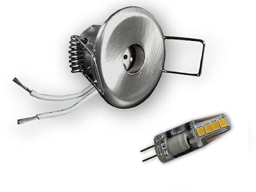 LICHT DISCOUNT LED Sternehimmel 10er Set | Mini Einbau-Strahler Einbaulampen 12V | 2W-ME G4 LED Sternchen Spots warmweiß 40mm | Sternenhimmel Spots alu gebürstet inkl. SCH-30W Trafo