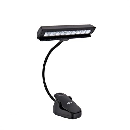 gear4music Music Stand Light, 9 LED | Clip-on LED light for music stands, AA battery or USB powered, two brightness settings, fits almost all stands