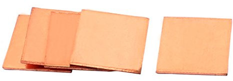 sourcing map 5pcs Copper Heatsink Laptop PC CPU Copper Heatsink Pad Pads Thermal Shim Plate Cooler Heat Sink, 20x20x1.0mm