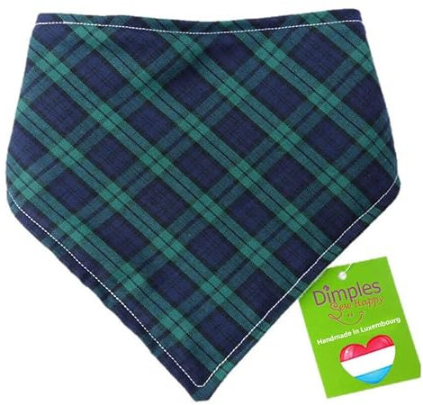Dimples Hundehalstuch - Schottenkaro blau - Halstuch für kleine mittlere und Grosse Hunde Welpen und Katzen - Hunde Besitzer Geschenk - Handgemachtes Hunde Accessoire 25cm