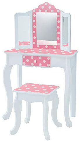 Teamson Kids Kinder Schminktisch mit Spiegel und Hocker Frisiertisch TD-11670F