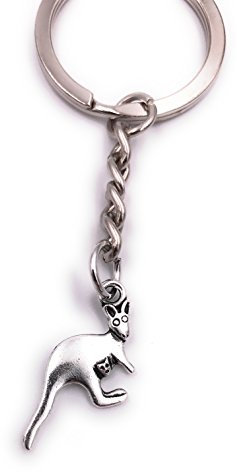 H-Customs Känguru mit Baby im Beutel Schlüsselanhänger Anhänger Silber aus Metall