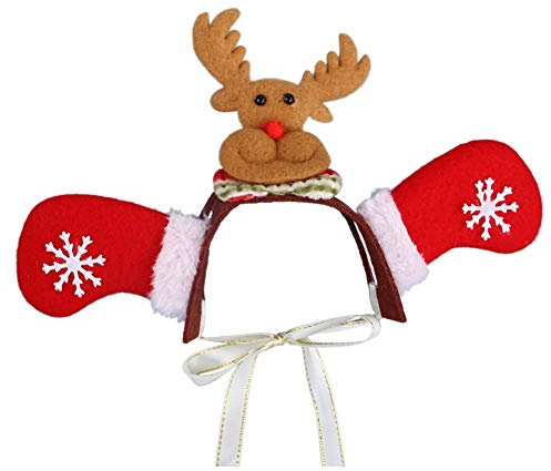 ShuoBeiter Hund Stirnband Hund Zubehör Weihnachten Stirnband Halloween Ostern Party Hüte Kostüm Cosplay für Katze Hund Einstellbare Flexible Kopfschmuck Dog Headband (M, Red Deer)