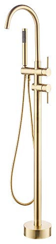Bilu-Hose Ensemble de robinet de baignoire sur pied pour salle de bain Doré brossé