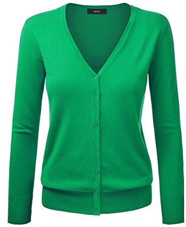 Cardigan Pull Gilet Femme Basic Col V Classique en en Tricot Pull Fine Soft Boutonné Vert