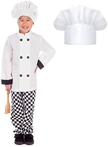 Fun Shack Disfraz Chef Niño y Niña, Traje Cocinero Pastelero, Disfraces para Carnaval y Halloween, M