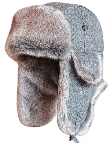 SK Studio Wintermütze mit Ohrenklappen, Warme Baumwolle Trappermütze Hut Unisex Fliegermütze Fellmütze Erwachsenen für Herren Gray3/Gestrickt M