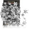 com-four® Girlande mit Sternen - Girlande Weihnachten - Sternen-Girlande für die Weihnachtsdekoration - Weihnachtsdeko für Christbaum - 500 cm (Set02 - silberfarben/Sterne)