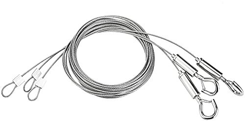 FAVENGO 3 Pcs 2 m Cable Colgar Cuadros Alambre de Acero para Colgar Cuadro Alambre Trenzado Acero Inoxidable Alambre Con Ganchos Piezas de Alambre para Colgar Cuadros Fotos Espejo, Carga 30kg