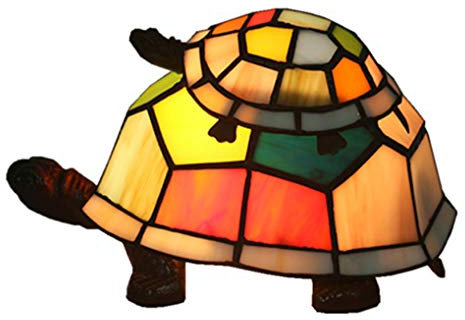 LANMOU Europäische Schildkröte Tischlampe Tiffany Lampe Schlafzimmer Dekoration Ornamente Kleine Schreibtischlampe Energiesparende Nachtlicht Kinderleuchte E14,Color