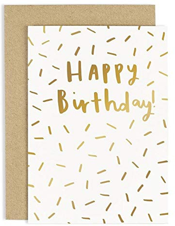Alles Gute zum Geburtstag-Grußkarte – Goldfolien-Geburtstags-Konfetti-Grußkarte für Männer und Frauen – Geburtstagskarte für Sie oder Ihn – Karte zur Geburtstagsfeier