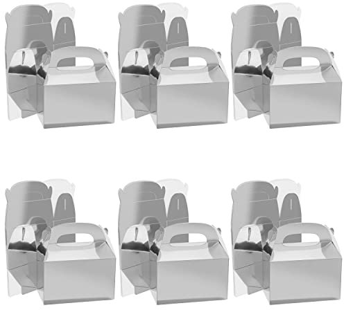 Belle Vous Silberfarbene Papier Geschenk Box (24 Stk) – 15,7 x 9 x 15 cm Karton Box – Patisserie Box für Torten, Kuchen, Muffin, Gastgeschenke, Hochzeits-, Geburtstags- & Partygeschenke Verpackung Box