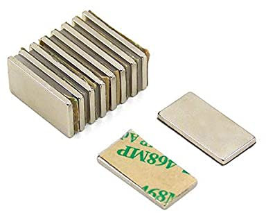 LeBigMag Imanes adhesivos de neodimio con superficie adhesiva 3M, 20 x 10 x 1 mm, N52, rectangulares.