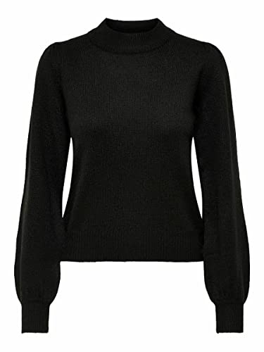 JDY Damen Pullover Strick Rundhals Langarm Regular fit modisch Oberteil, Farben:Schwarz, Größe:S