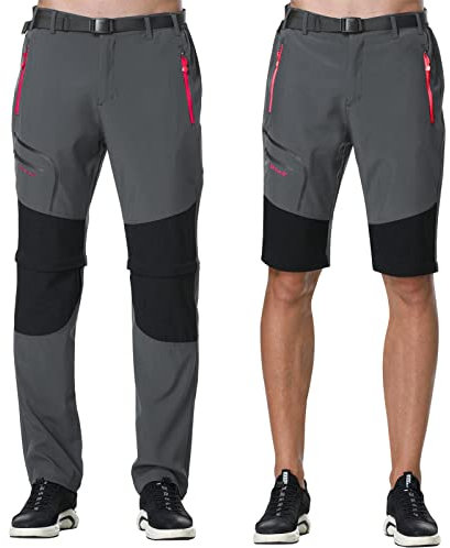 SOLOYEE Pantalones Trekking Hombre Montaña Pantalones Convertible Cortos,Impermeable Secado RáPido Transpirable Anti-ArañAzos Trabajo Pantalones Senderismo