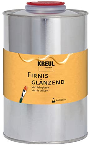 KREUL 86159 - Firnis glänzend, 1000 ml, schützt vor Staub und Schmutz, transparenter & elastischer Schlussfirnis auf Kunstharzbasis, für Öl- und Acrylmalerei