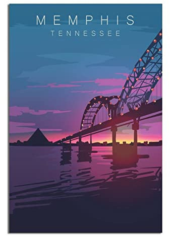 Memphis Tennessee Bridge Skyline Vintage Reiseposter Leinwand Wand Home Room Decor Kunst Poster Gemälde Bild Druck Geschenk Poster
