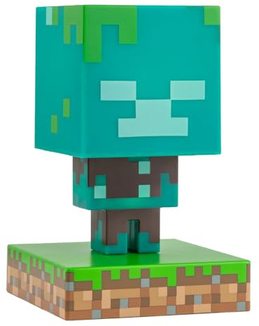 Minecraft Drowned Zombie Mini Icon Light, Offiziell Lizenziertes Licht für Kinderzimmer, Gamingräume und Zuhause | Paladone