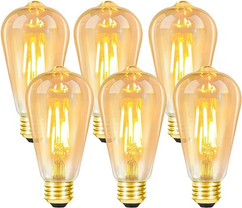 GBLY 6 Stück E27 LED Glühbirne Leuchtmittel: Vintage Lampe ST64 Edison Birne 4W 2700K Warmweiß Filament Glühlampe Retro Beleuchtung Light Bulb Glas Energiesparlampe - Nicht Dimmbar