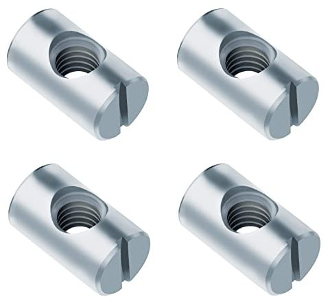 TERF® M8 - Tuercas de barril de clavija cruzada de 20 mm, M8 (8 mm) x 20 mm, tuerca de barril de muebles, ranuradas, tuercas para muebles de cama, sillas de cuna y uso multiusos, paquete de 4