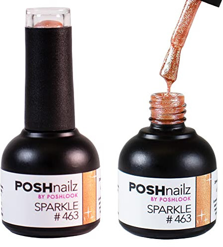 PoshLook Nail Gel Polish 12ml (Sparkle #463- Orange) UV/LED Soak Off Long Lasting For Professional And Home Use