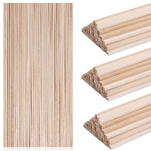 AIEX Lot de 150 Pièces de Baguette Bois, 3 mm x 30,5 cm Bâtons en Bois Bâtons en Bois Dur non Fini Naturel Rond Tiges de Goujon en Bois Longues pour la Menuiserie Décorations et Bricolage