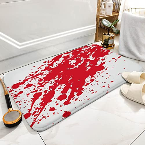 Badezimmerteppich, Motiv: rote blutige Flecken und Spritzer, extra weiche und saugfähige Mikrofaser-Badematte, rutschfester Plüsch-Badteppich, Badematten für Badezimmerboden, Badewanne und Dusche,