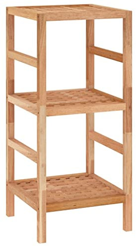vidaXL Solid Walnut Wood Bathroom Shelf - Freestanding, Farmhouse Style Storage unit for Bathroom/Laundry Room/Balcony - Ventilated lattice design