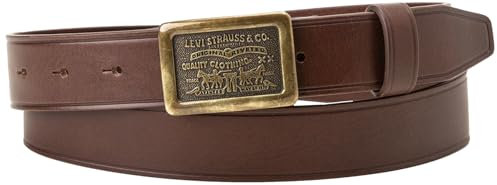 Levi's Herren & Unisex Two Horse Logo Plaque Belt, Dark Brown, 110