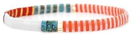 Townshine Damen-Armband mit japanischem Miyuki-Anhänger im Boho-Stil, elastisch, mehrfarbig, 6.5 pulgadas, 6 cm, Glas, Kristall