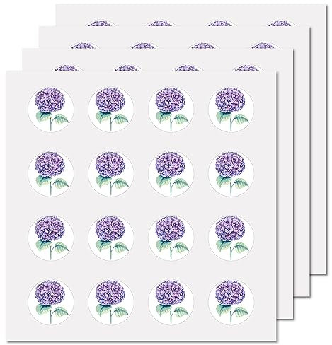CREATCABIN 128 Stück Hortensien-Planer-Aufkleber,Selbstklebende Blumen-Abziehbilder,Mini-wasserdichte Vinyl-Aufkleber,Runde Pastell-Massenaufkleber Für Scrapbooking,Hochzeitseinladung,2.5x2.5cm