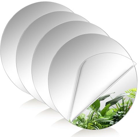 LOLYSIC Paquete de 4 espejos redondos autoadhesivos de 30 cm, placas de espejos acrílicos de 12 pulgadas, espejos circulares para paredes, baño, dormitorio, sala de estar, puerta
