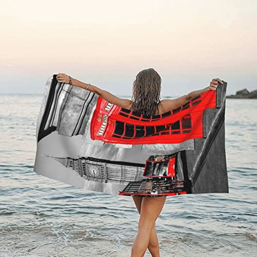 AAPIKA Mikrofaser-Badetuch mit London-Motiv, bedruckt, 70 x 140 cm, ultrafein, schnell trocknend, saugfähiges Reisehandtuch