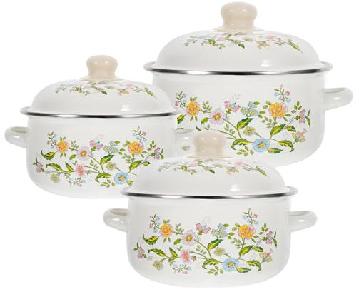 Cabilock 3piezas Ollas De Cocina Esmaltadas De Sartén Pequeña y Ollas Para Cocinar Leche Fideos Sopas