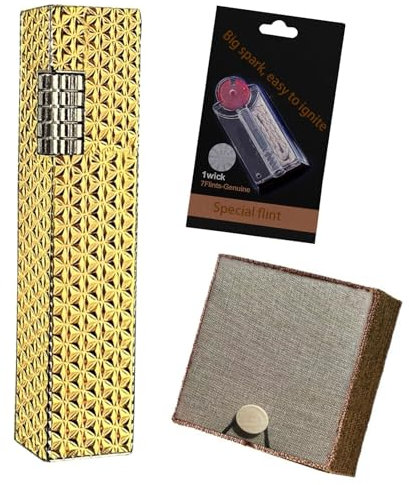 Vintage Trench Benzin-Feuerzeug, Messing-Graben-Kerosin-Feuerzeuge, nachfüllbares Feuerzeug mit weicher Flamme und Feuersteinen, Geschenk-Zubehör-Set, vertikale Zündung (ohne Benzin verkauft) (Color