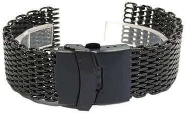 Dive Shark Mesh Milanese Armband 18/20/22/24 mm Edelstahlband passend for Seiko Uhren Armbanduhr (Color : Black, Size : 24mm)