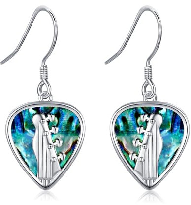 CUPENDA Gitarren Ohrringe Sterling Silber Gitarrenplektrum Ohrhänger Musik Schmuck Geschenke für Frauen Gitarrenliebhaber