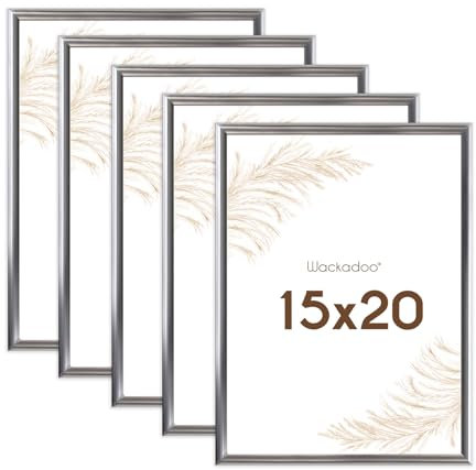 Wackadoo Bilderrahmen 15x20 Silber 5er Set Fotowand Fotorahmen aus leichtem Kunststoff mit Glas Picture frame Poster