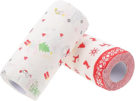 COLLBATH 2 Rollen Backpapier Mit Weihnachtsmotiven Einweg Fettdichtes Papier Dekorative Grillpapier-einlagen