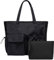 LEDAOU Große Strandtasche mit reißverschluss Damen Wasserdicht Umhängetasche Tragetasche shopper sanddicht mit Reißverschluss Pool Fitness Reisetasche familie (2pcs-schwarz)