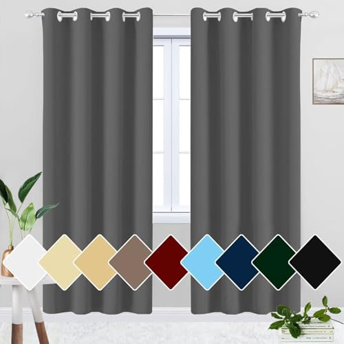 HUAXIQUE Tende a Vetro per Finestra Moderne 200x150cm 1 Pezzi con Anelli Anti Fredde Impermeabile Morbide Tende Oscuranti per Soggiorno Interni Ufficio Porta Grigio Scuro