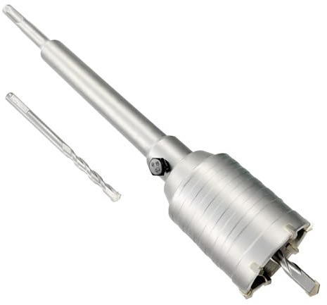 Scie-cloche à béton de 50 mm en acier tungstène pour parpaing, brique, roche, murs en planches pour tuyaux ou mini lignes fendues, avec tige SDS Plus et 2 forets de positionnement central.