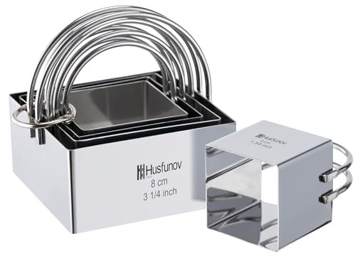 Juego de cortadores de galletas cuadrados con mango, 5 piezas cuadradas de acero inoxidable, herramientas profesionales para hornear masa para tartas