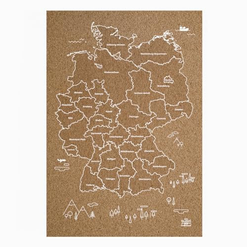 Korkkarte Deutschland, weiß, 60 x 40 cm
