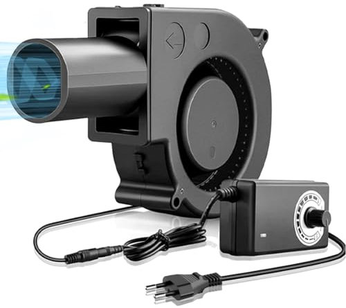 220V Gebläse Lüfter, 12V Radiallüfter, 97 x 33mm Radialventilator Radial Lüfter mit Controller, Turbinengebläse Ausgestattet mit Luftauslass, für Belüftung Lüfterwechsel BBQ Aufblasbar Kamin