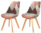 GroBKau Chaises Salle a Manger Lot de 2, Chaise de Scandinave, Chaise Cuisine Patchwork, Pieds en Bois de Hêtre, Salles et Cuisines Modernes - Rose